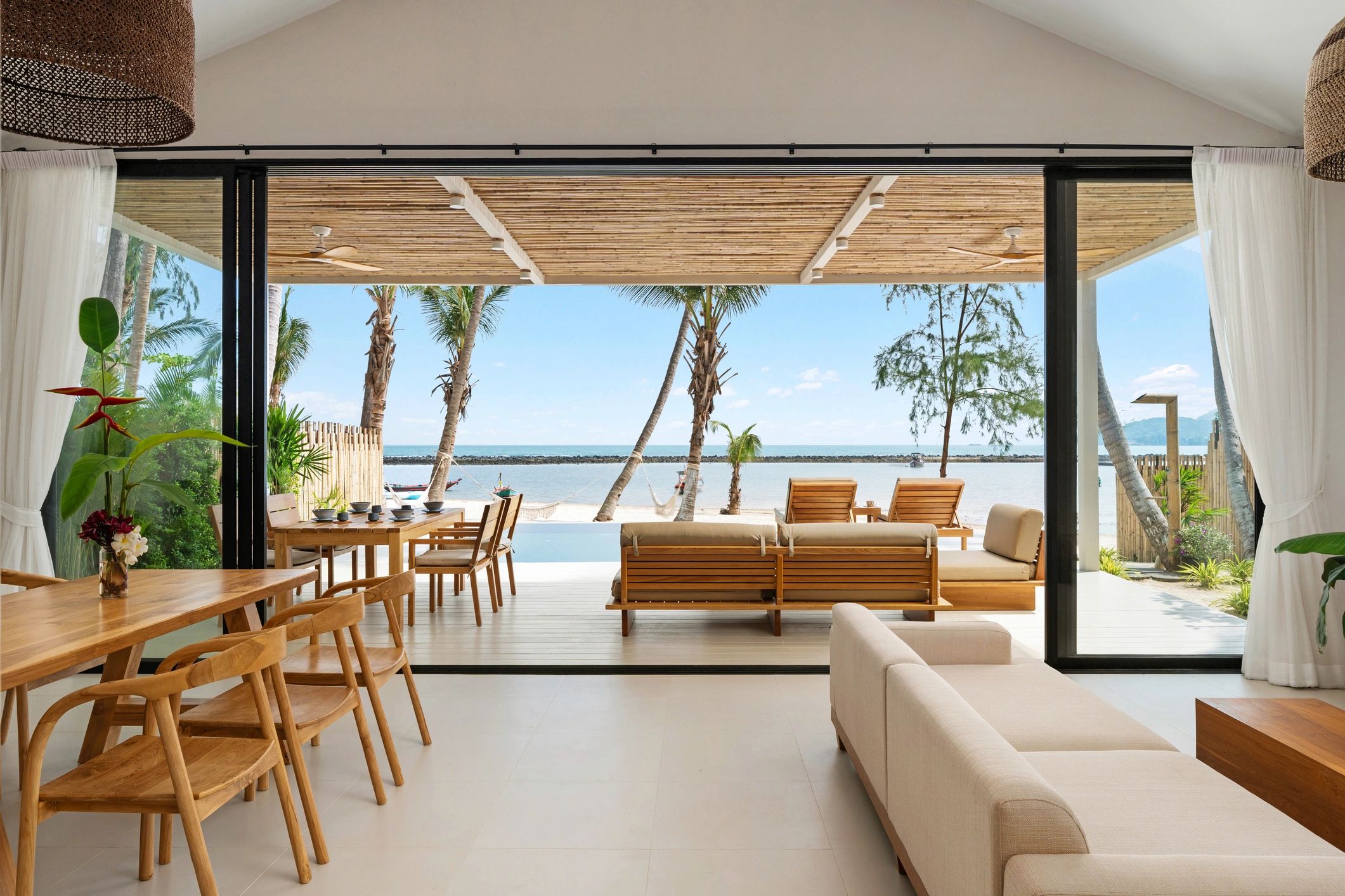 Modern model home living and dining area